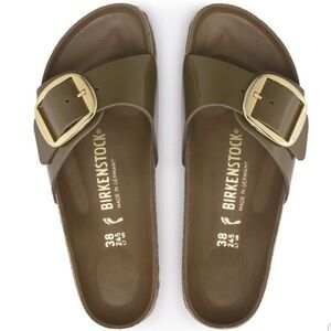 Birkenstock Madrid Big Buckle Slides with Gold Buckle